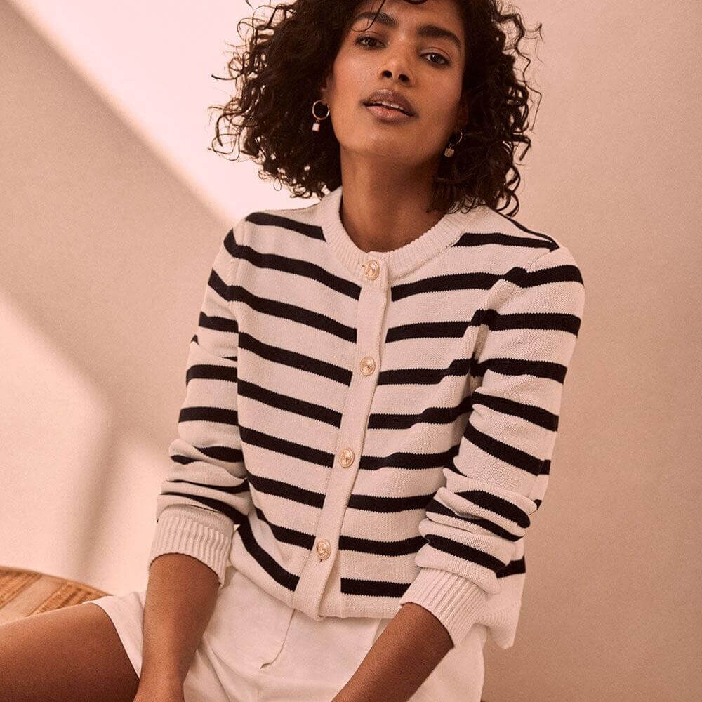 Mint Velvet Striped Crew Neck Cardigan | Jarrolds, Norwich